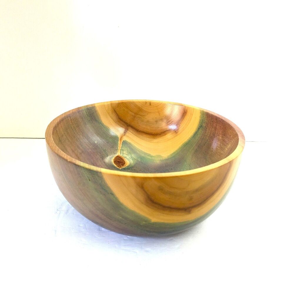 Tom Frink Hand Turned Wood Bowl Signed Aspen Grove Dyed Studio Art Colorado 8"